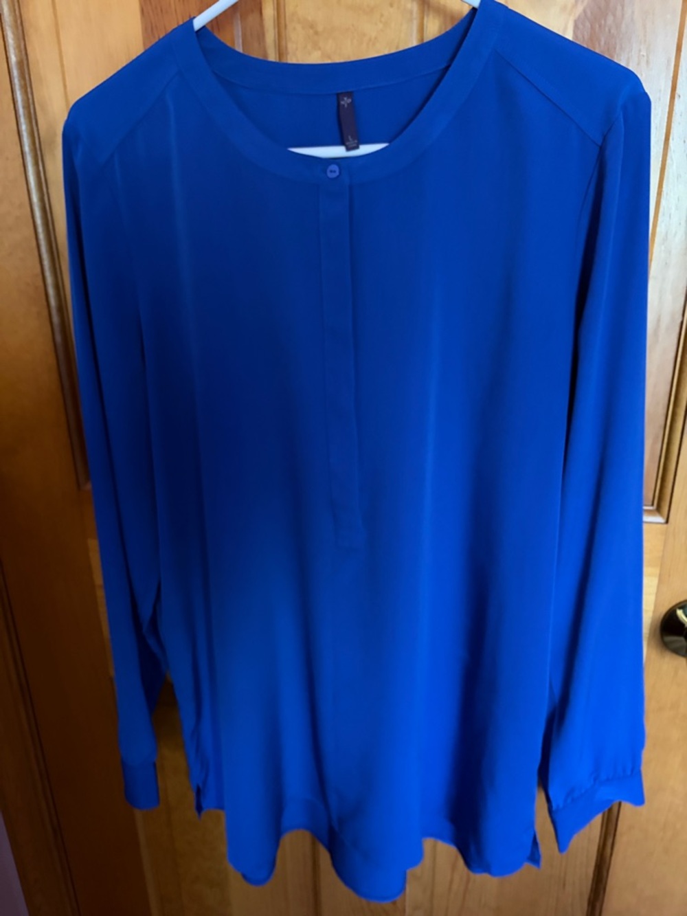 NYDJ Vibrant Royal Blue Long Sleeve Henley Tunic